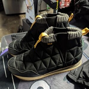 Teva Quilted Black Boots with Yellow Highlights